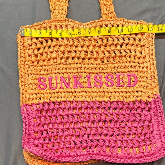Women's Sunkissed Orange and Pink Crochet Tote Bag NWT - Picture 3 of 10